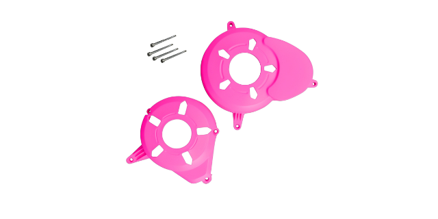 KIT PROTECTOR PLASTICO TAPA VOLANTE-TAPA CLUTCH PULSAR 180 - 220 FUCSIA